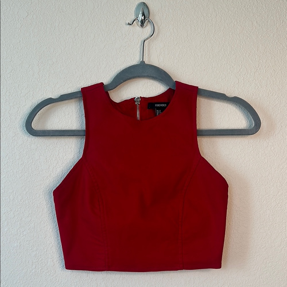Red Sleeveless Crop Top